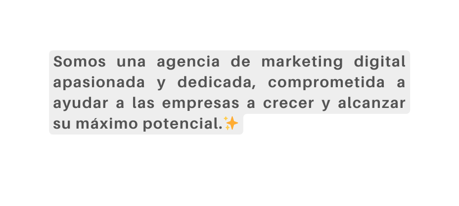 Somos una agencia de marketing digital apasionada y dedicada comprometida a ayudar a las empresas a crecer y alcanzar su máximo potencial